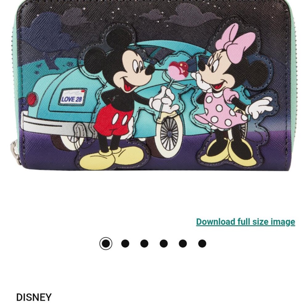 Disney Loungefly Mickey & Minnie Date Night Drive-In Zip Around Wallet - Picture 5 of 5
